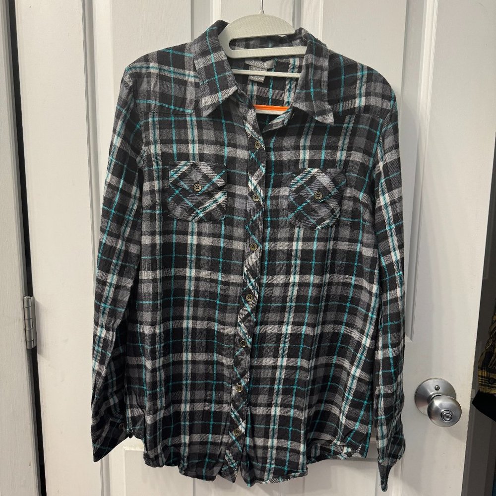 Angie brand, size L, plaid flannel shirt